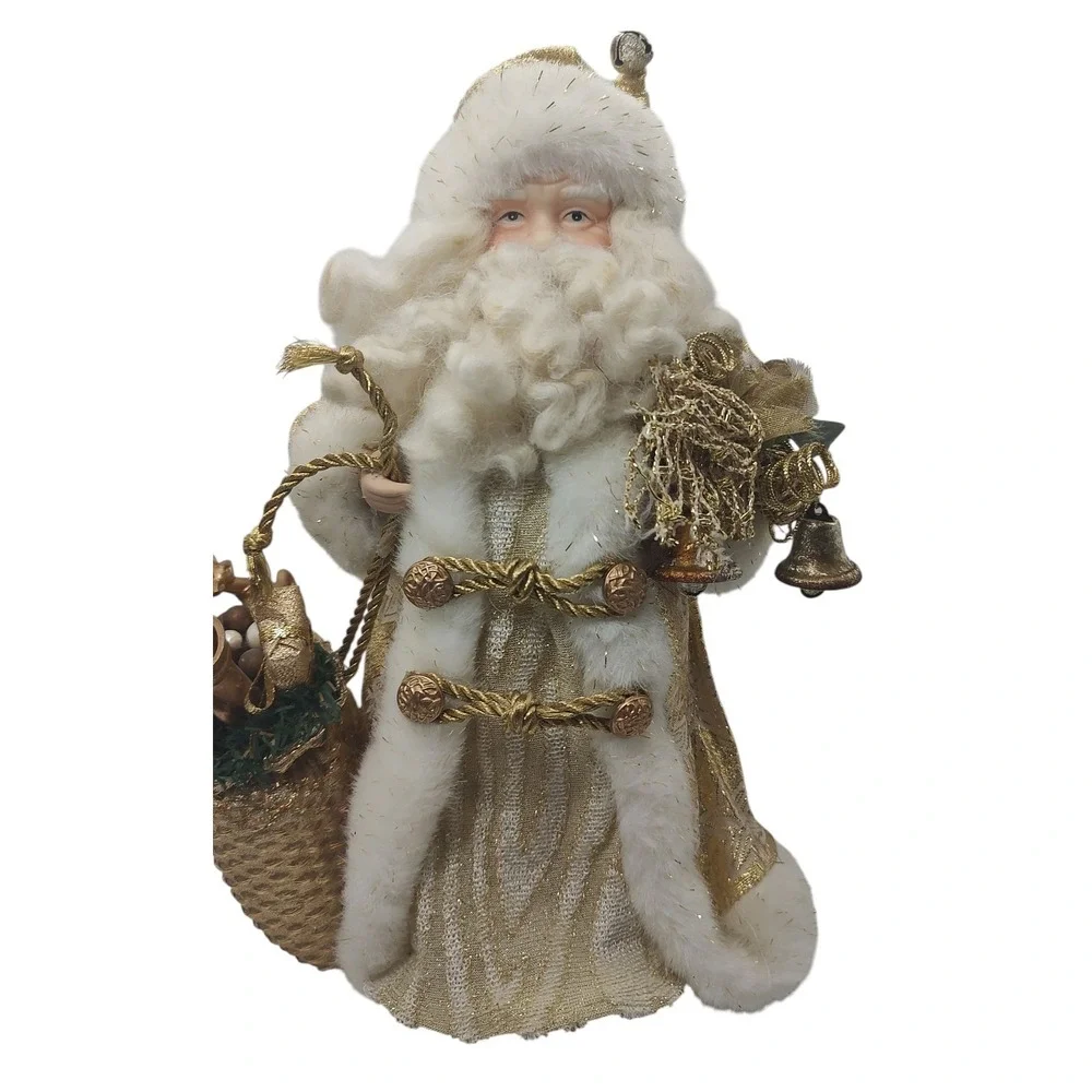 Vintage‎ Santa Claus Christmas Tree Topper Table Top Holiday Decoration Gold